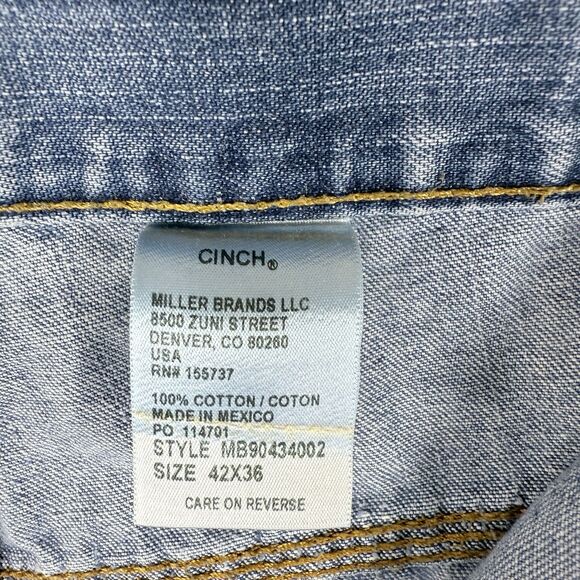 Cinch Blue Label Carpenter Jeans Men 42x36 (Fits 42x35) Relaxed Med Wash Denim - Picture 7 of 15